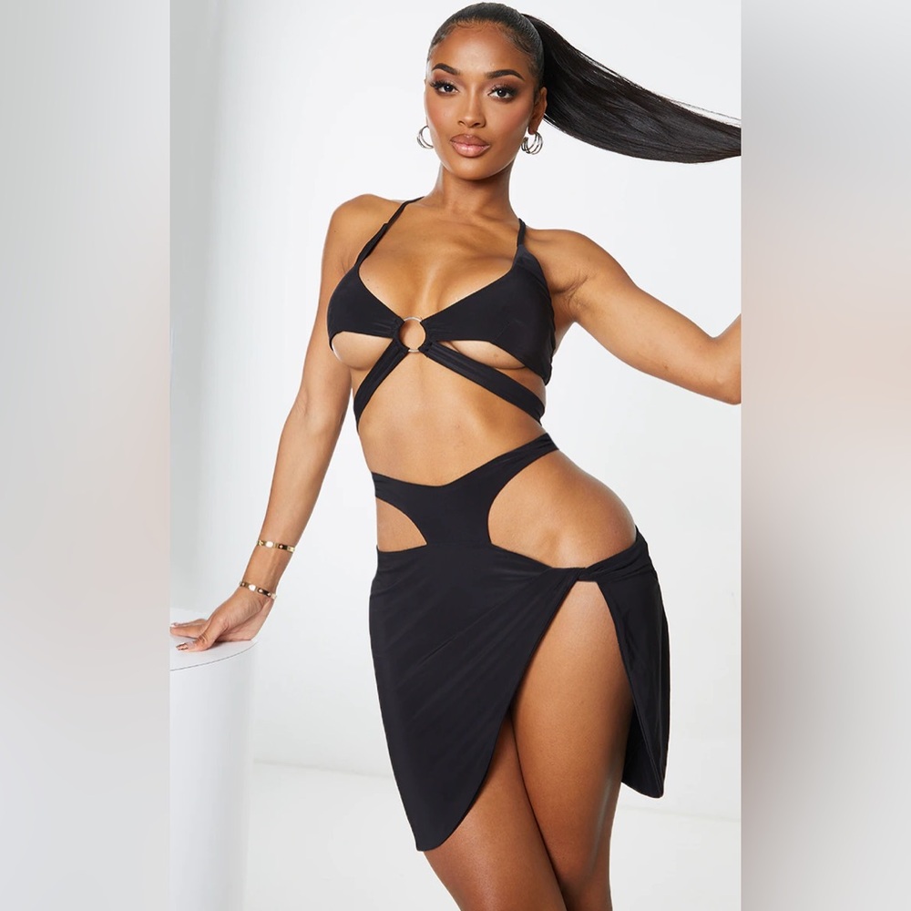 PrettyLittleThing Black Swim Coverup